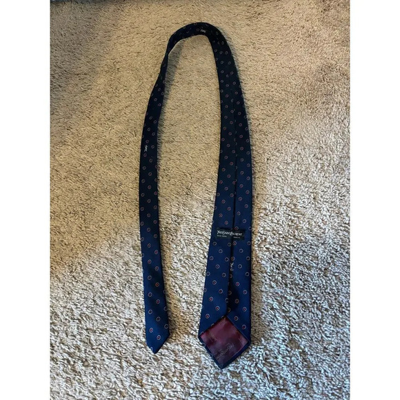 Yves Saint Laurent navy blue red dots tie - Picture 5 of 8